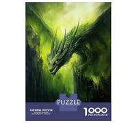 Teenagers 1000 Piece Jigsaw Puzzle Green Dragon Painting Puzzles for Adults Relax Games Pattern Assembly Fun at Home Activities, 52x38cm/1000pcs