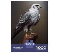 Teenagers 1000 Piece Jigsaw Puzzle Grey Falcon Oil Paint Puzzles for Adults Relax Games Pattern Assembly Fun at Home Activities, 38x26cm/1000pcs