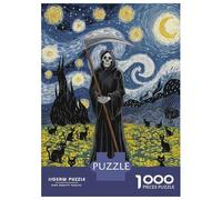 Teenagers 1000 Piece Jigsaw Puzzle Grim Cats on Starry Night Puzzle for Adults Family Games Difficult Hard Christmas Birthday Gifts 52x38cm/1000pcs