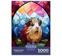 Teenagers 1000 Piece Jigsaw Puzzle Guinea Pig Stained Glass Puzzles for Adults Relax Games Pattern Assembly Fun at Home Activities, 38x26cm/1000pcs