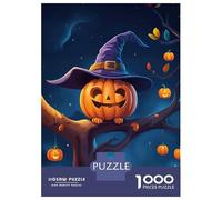 Teenagers 1000 Piece Jigsaw Puzzle Halloween Pumpkin Witch Tree Jigsaw for Adults Family Game Home Decoration Unique Birthday And Xmas Gifts 70x50cm/1000pcs
