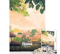 Teenagers 1000 Piece Jigsaw Puzzle Hanoi, Vietnam in The Rain Fun Family Bonding Activity Ideal Festive Choice (38X26cm)