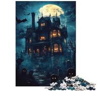 Teenagers 1000 Piece Jigsaw Puzzle Haunted Mansion Halloween Difficult And Challenge Hand Speed Race Relax Games for 14+ Puzzle Game Offered (38x26cm)