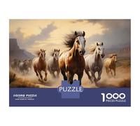 Teenagers 1000 Piece Jigsaw Puzzle Horses Running Wild in Desert Puzzle for Adults Family Games Difficult Hard Christmas Birthday Gifts 52x38cm/1000pcs
