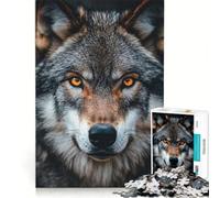 Teenagers 1000 Piece Jigsaw Puzzle Intense Wolf Portrait with Glowing Eyes, Relaxing Games, Difficult And Challenge, Birthday Present, Gifts, (38x26cm)