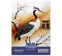 Teenagers 1000 Piece Jigsaw Puzzle Japan Painting Crane Bird Teenager Puzzles Brain Teaser Game Difficult Hard Challenging Game Gifts 52x38cm/1000pcs