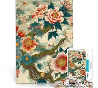 teenagers 1000 Piece Jigsaw Puzzle Japanese Floral Ukiyo-E Art Analysis and logic Every Piece is Unique - Challenging Family Fun Game 26x38cm