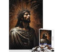 Teenagers 1000 Piece Jigsaw Puzzle Jesus with Thorn Crown Toy Wall Decor Birthday Gifts for Educational Game Fun at Home Activities, Size 50x75cm
