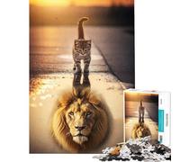 Teenagers 1000 Piece Jigsaw Puzzle Kitten Lion Reflection Difficult And Challenge Analysis And Logic Hands-on Game for And from 14 Years And over (38x52cm)
