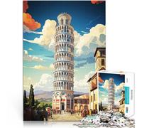 teenagers 1000 Piece Jigsaw Puzzle Leaning Tower of Pisa Lernspiele Heimdekoration mit passendem Poster und Quizblatt52x38cm