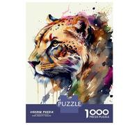Teenagers 1000 Piece Jigsaw Puzzle Leopard Head Watercolor Teenager Puzzles Brain Teaser Game Difficult Hard Challenging Game Gifts 70x50cm/1000pcs