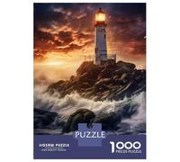 Teenagers 1000 Piece Jigsaw Puzzle Lighthouse in The Storm Teenager Puzzles Brain Teaser Game Difficult Hard Challenging Game Gifts 70x50cm/1000pcs