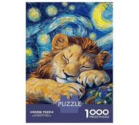 Teenagers 1000 Piece Jigsaw Puzzle Lion's Dream Under Starry Sky Jigsaws for Adults Fun Games But Fun And Humorous Unique Birthday And Xmas Gifts 70x50cm/1000pcs