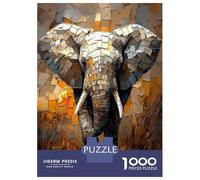 Teenagers 1000 Piece Jigsaw Puzzle Majestic Elephant in Dynamic Impasto Art Jigsaw Puzzle Family Games A Work of Art Unique Birthday And Xmas Gifts 38x26cm/1000pcs