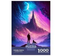 Teenagers 1000 Piece Jigsaw Puzzle Man And Dog on Mountain Puzzles for Adults Relax Games Pattern Assembly Fun at Home Activities, 52x38cm/1000pcs