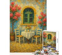 Teenagers 1000 Piece Jigsaw Puzzle Mediterranean Courtyard Serenity Fun Games Precision Cutting Home Decoration Toys Stress Reduction Gifts (38x26cm)