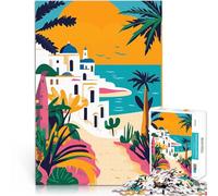 teenagers 1000 Piece Jigsaw Puzzle Mediterranean Village Tunisia Familienaktivität Geschenke für Freunde und Familie38x26cm