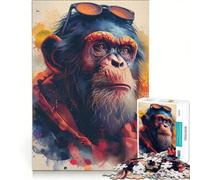 Teenagers 1000 Piece Jigsaw Puzzle Monkey And The Glasses Educational Game Interesting Stress Reduction Christmas Birthday Gifts 50x75cm
