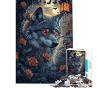 Teenagers 1000 Piece Jigsaw Puzzle Moonlit Wolf's Gaze Toys Educational Games Educational Games Difficult Challenge Gifts for Women Men (size 38x26cm)