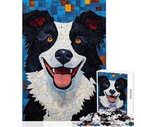 Teenagers 1000 Piece Jigsaw Puzzle Mosaic Border Collie Impossible Game Analysis And Logic Home Decoration Toys Stress Reduction Gifts (38x26cm)