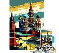 Teenagers 1000 Piece Jigsaw Puzzle Moscow Kremlin Pop Art Difficult And Challenge Precision Cutting DIY Toys Suitable for Ages 14 And Up (38x52cm)