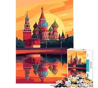 Teenagers 1000 Piece Jigsaw Puzzle Moscow Sunset Reflections- Fun Activities at Home Improve Memory Family Games Suitable for Ages 14 And Up (38x52cm)