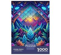 Teenagers 1000 Piece Jigsaw Puzzle Neon Nature Stained Glass Puzzle for Adults Family Games Difficult Hard Christmas Birthday Gifts 52x38cm/1000pcs