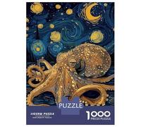 Teenagers 1000 Piece Jigsaw Puzzle Octopus in Starry Night Style Jigsaw for Adults Family Game Home Decoration Unique Birthday And Xmas Gifts 52x38cm/1000pcs