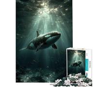 Teenagers 1000 Piece Jigsaw Puzzle Orca Whale Swimming Underwater with Sunbeams Educational Challenge Analysis And Logic Toy Wall Decor for And from 14 Years And over (38x52cm)