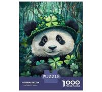 Teenagers 1000 Piece Jigsaw Puzzle Panda in Clover Hat-1 Puzzle for Adults Family Games Difficult Hard Christmas Birthday Gifts 70x50cm/1000pcs