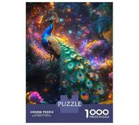 Teenagers 1000 Piece Jigsaw Puzzle Peacock in A Dreamy Forest Teenager Puzzles Brain Teaser Game Difficult Hard Challenging Game Gifts 38x26cm/1000pcs