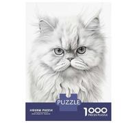 Teenagers 1000 Piece Jigsaw Puzzle Persian Cat Pencil Drawing Teenager Puzzles Brain Teaser Game Difficult Hard Challenging Game Gifts 52x38cm/1000pcs