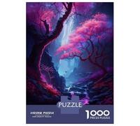 Teenagers 1000 Piece Jigsaw Puzzle Pink Cherry Blossom Cave Puzzles for Adults Relax Games Pattern Assembly Fun at Home Activities, 52x38cm/1000pcs