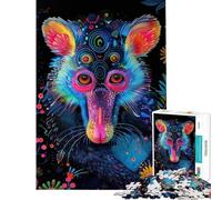 Teenagers 1000 Piece Jigsaw Puzzle Psychedelic Neon Mandrill Animal Portrait Puzzle for Adults Hands-on Game Precision Cutting Fun Activities at Home (Size 50x75cm)