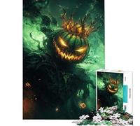 Teenagers 1000 Piece Jigsaw Puzzle Pumpkin King with Crown in Green Mist Fun at Home Activities, For Family Fun Family Games Suitable for Ages 14 And Up (50x75cm)
