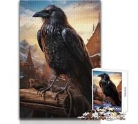 Teenagers 1000 Piece Jigsaw Puzzle Raven in Sunset Ideal for Cozy Downtime Fine Precision Die Cut Play Toy Size 38x26cm