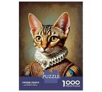 Teenagers 1000 Piece Jigsaw Puzzle Renaissance Cat Portrait Puzzle for Adults Family Games Difficult Hard Christmas Birthday Gifts 38x26cm/1000pcs