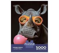 Teenagers 1000 Piece Jigsaw Puzzle Rhino Bubblegum Teenager Puzzles Brain Teaser Game Difficult Hard Challenging Game Gifts 38x26cm/1000pcs