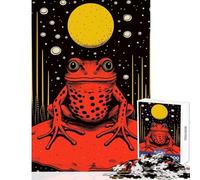 Teenagers 1000 Piece Jigsaw Puzzle Riso Print Funky Frog Toy Wall Decor Birthday Gifts for Educational Game Fun at Home Activities, Size 38x26cm