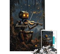 Teenagers 1000 Piece Jigsaw Puzzle Robot Violinist Adult Jigsaw Puzzle Relax Games Precision Cutting Challenging Game Gifts (Size 75x50cm)