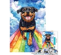 Teenagers 1000 Piece Jigsaw Puzzle Rottweiler on Rainbow Bridge Difficult And Challenge Analysis And Logic Hands-on Game for And from 14 Years And over (38x52cm)