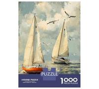 Teenagers 1000 Piece Jigsaw Puzzle Sailboats on The Ocean Puzzles for Adults Relax Games Pattern Assembly Fun at Home Activities, 38x26cm/1000pcs