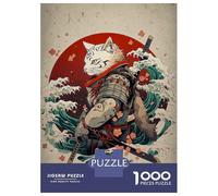 Teenagers 1000 Piece Jigsaw Puzzle Samurai Cat Jigsaw for Adults Toy Wall Decor For Family Fun Challenging Game Gifts 70x50cm/1000pcs