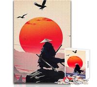 Teenagers 1000 Piece Jigsaw Puzzle Samurai Sunset Ideal for Cozy Downtime Fine Precision Die Cut Play Toy Size 38x26cm
