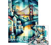 Teenagers 1000 Piece Jigsaw Puzzle San Francisco Geometric Cityscape Difficult And Challenge Analysis And Logic Hands-on Game for And from 14 Years And over (38x26cm)
