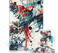 teenagers 1000 Piece Jigsaw Puzzle Scarlet Macaw Watercolor Quiz game is ideal as a gift for the whole family 26x38cm