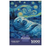 Teenagers 1000 Piece Jigsaw Puzzle Seal Under Starry Sky-2 Puzzle for Adults Family Games Difficult Hard Christmas Birthday Gifts 52x38cm/1000pcs