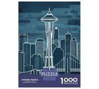 Teenagers 1000 Piece Jigsaw Puzzle Seattle Skyline Teenager Puzzles Brain Teaser Game Difficult Hard Challenging Game Gifts 70x50cm/1000pcs