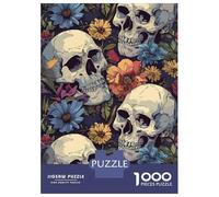 Teenagers 1000 Piece Jigsaw Puzzle Skulls And Roses Puzzles for Adults Relax Games Pattern Assembly Fun at Home Activities, 52x38cm/1000pcs