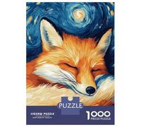 Teenagers 1000 Piece Jigsaw Puzzle Sleeping Fox Starry Night Puzzles for Adults Relax Games Pattern Assembly Fun at Home Activities, 70x50cm/1000pcs